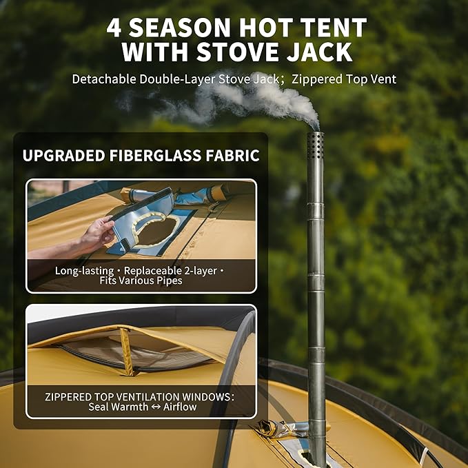 Naturehike Dune Hot Tent with Stove JackDouble Layer 4 Season TentWaterproof 2-4 Person Tents for Camping