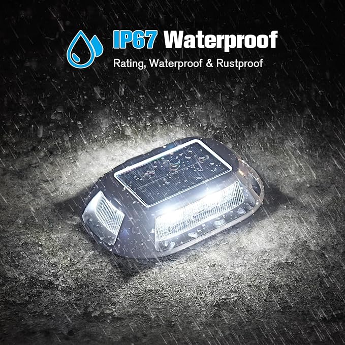 VOLISUN Solar Driveway Lights Dock Deck Lights 4 Pack9 Colors in 1 Led IP67 Waterproof Outdoor Warning Step Lights for Driveway Sidewalk Pathway RGB
