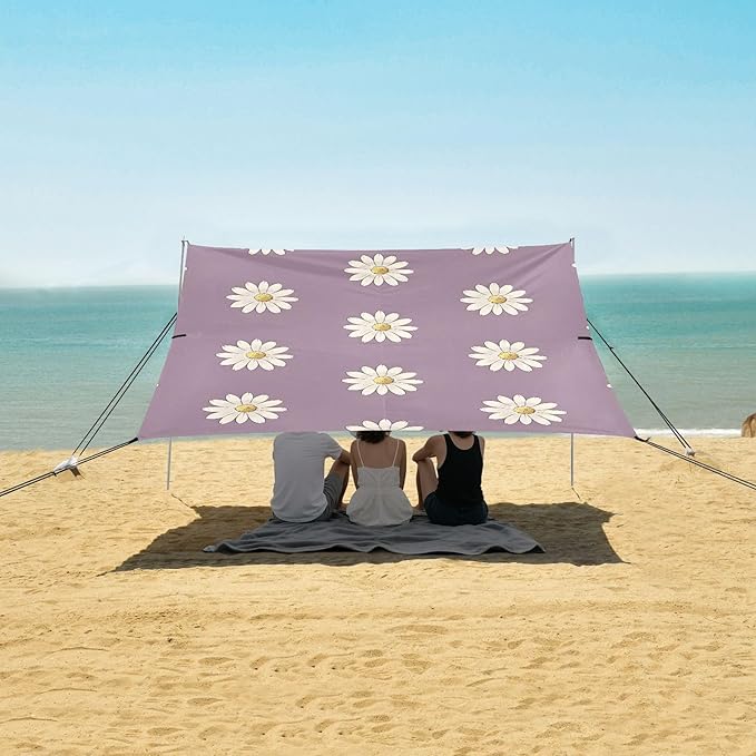Beach Tent Sun Shelter Sweet Daisies Lightweight &amp Easy Setup Beach Shade Canopy for Camping Fishing