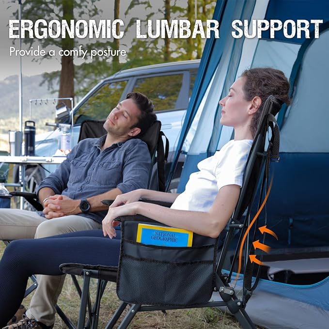 Portal Camping Chair with Lumbar Support for Adults Folding Portable High Back Oversized 400LBS