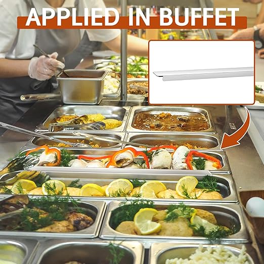 Zonon 12 Pcs Stainless Steel Adaptor Bar Long Food Divider Metal Steam Table Adapter Bar for Hotel Restaurant Catering Home Commercial Food Service Accessories(12.8)