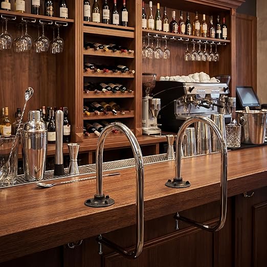 2 Pack Service Rail Single Arm Bar Service Rail Waitress Stall Silver Chrome Finish Tubing Area for Waitstaff to Retrieve Drinks Avoid a Busy and Hectic Crowd for Staff