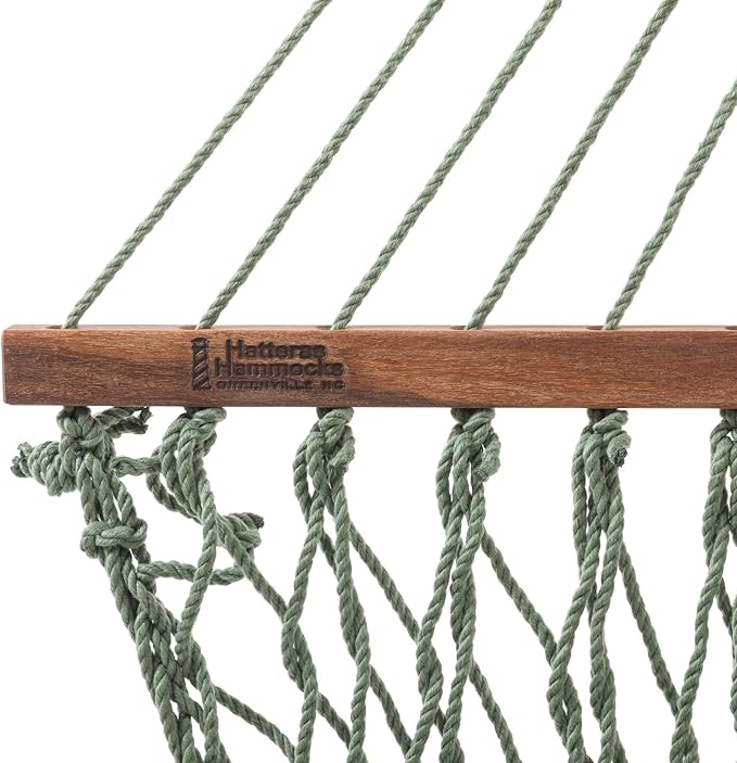 Hatteras Hammocks Deluxe Meadow Duracord Rope Hammock with Free Extension Chains &amp Tree Hooks Handcrafted in The USA 450 LB Weight Capacity 13 ft. x 60 in