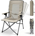 Oversized Hard Armrest Reclining High Back Camping Chair with Adjustable Backrest for Camping Sports Event Backyard Fishing Beach Tailgating