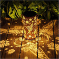 Fairy Solar Lanterns Outdoor Hanging Maple Leaf Decor LanternWaterproof Hollow Out Metal Decorative Garden LightGraceful Decoration for PatioLandscapeWalkwayFestival
