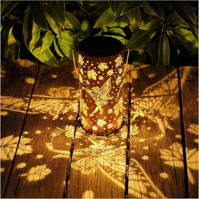 Fairy Solar Lanterns Outdoor Hanging Maple Leaf Decor LanternWaterproof Hollow Out Metal Decorative Garden LightGraceful Decoration for PatioLandscapeWalkwayFestival
