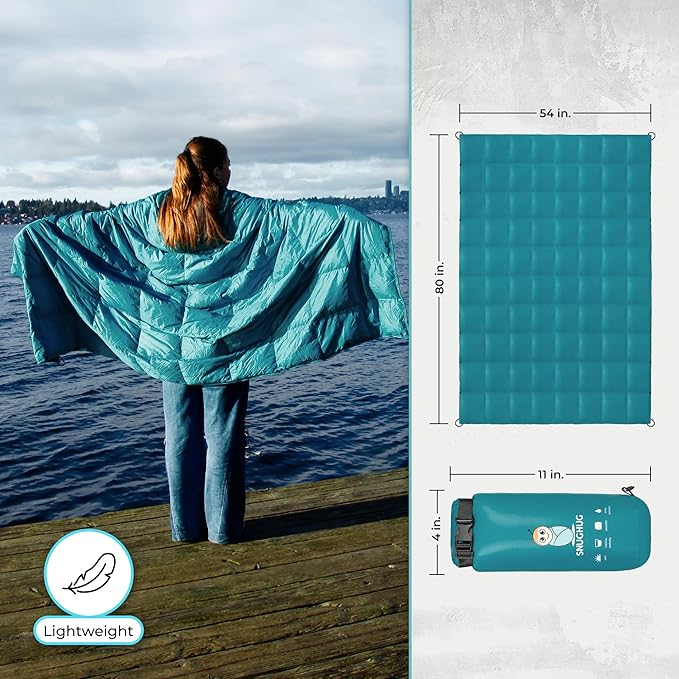Puffy Blanket for Cold Weather - Down Camping Blanket with Sustainable Insulation Lightweight &amp Warm Outdoor Camping Quilt Water-Resistant Compact &amp Packable