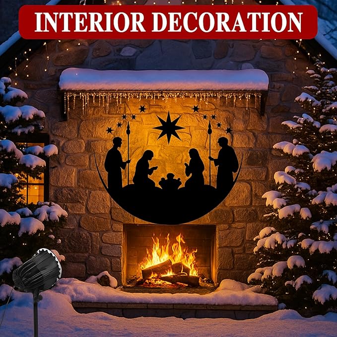 Tuanse Christmas Projector Lights Outdoor Rotating Nativity Projector LED Flood Light Holiday with Stars for Christmas Party Garden Landscape Decoration