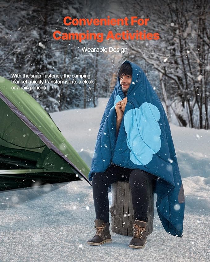 Camping Blanket 75 x 52 Wearable Warm Stadium Blanket Outdoor Printed