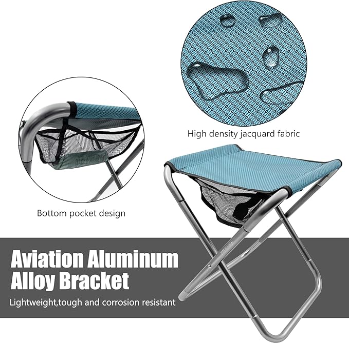 16 Inch Tall Portable Folding Camping Stool - Aluminum Alloy Lightweight Seat With Carry Bag for Fishing Outdoor Camping Hiking and BBQ - Red