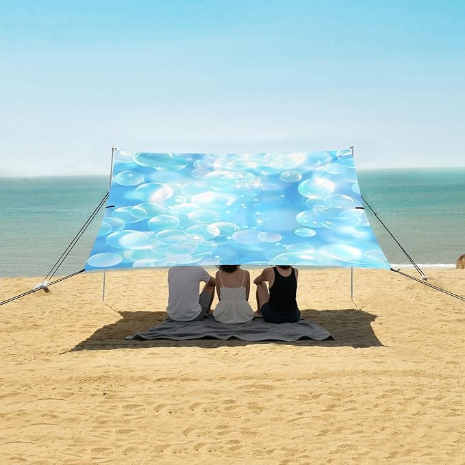 Very Light Blue Bubble Background Camping Sun Shelter Beach Tent Portable Beach Sun Shade Outdoor Canopy for Camping Trips Fishing Picnic
