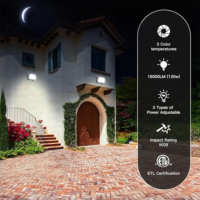 JTT 4pack 120W/96W/72W LED Wall Pack Light with Dusk to Dawn Photocell18000LM 6000K/5000K/4000K Daylight IP65 Waterproof WallPack Lights Outdoor LED [Eqv. 800W HPS/HID] for Parking LotWarehouseYard