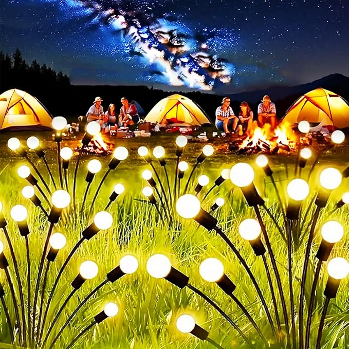 Solar Garden Lights Outdoor Waterproof Upgraded Flexible Titanium Wires Wind Swaying Firefly Lights for Patio Yard Pathway Unique Dancing Solar Decor Gifts for Women Christmas (4Pack)