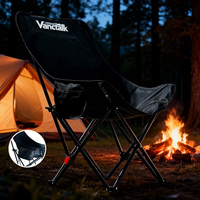 Outdoor Folding Chair Ultralight 4.4LBS Portable Camping Chair with Adjustable Gear Lever &amp Carry Bag 330LBS Heavy Duty Carbon Steel Chair for Camping Hiking Picnic Outdoor Activities