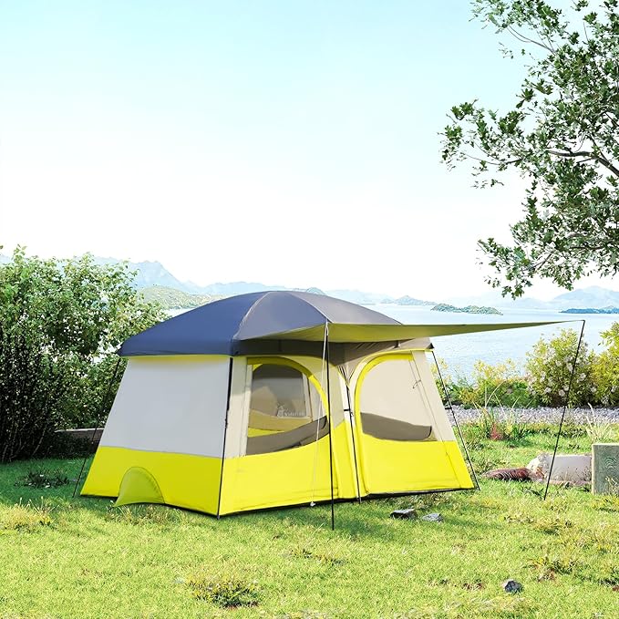 Vidalido Tents6-8 Person Camping Tent with Extended Vestibule2 Room Weather Resistant Family TentsEasy Install Waterproof Outdoor Tent for Backpacking and Camping Hiking