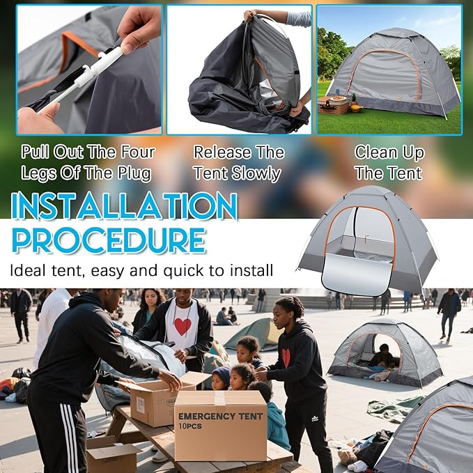 Camping Tents for Homeless Bulk 2 Person Homeless Backpacking Supplies Pop up Adult Waterproof Instant Easy Setup Tent for Hiking Outdoor Travel Camping Donation