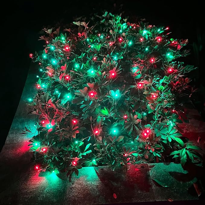 HISHINY LED Christmas Net Lights Outdoor6ftx6ft 144LED Green Wire Connectable Indoor Outdoor Bush Mesh Net Lights String for Halloween Christmas PartyShrubYardTree（Red &amp Green）