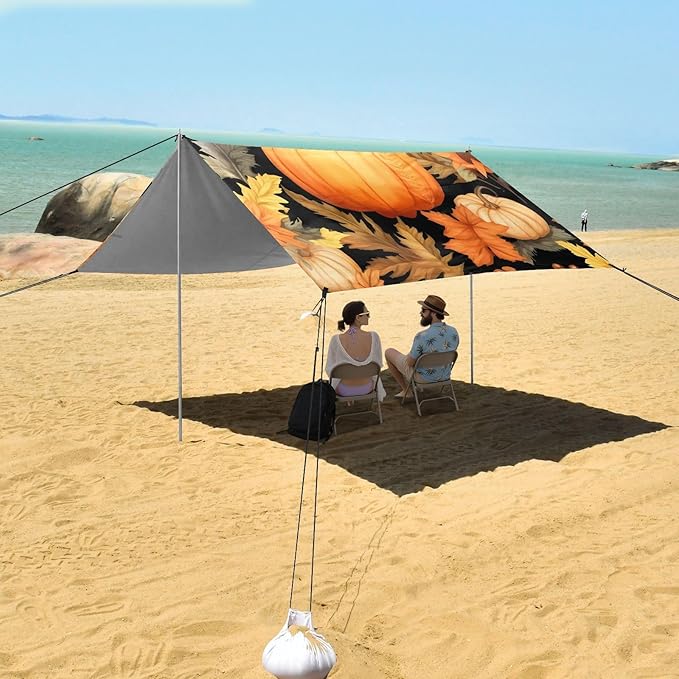 Fall Pumpkin ThanksgivingCamping Sun Shelters 9.2 x 10.5 FT Beach Canopy Tent Sun Shade with Carrying Bag for Camping Trips Fishing Backyard Fun or Picnics 21341608