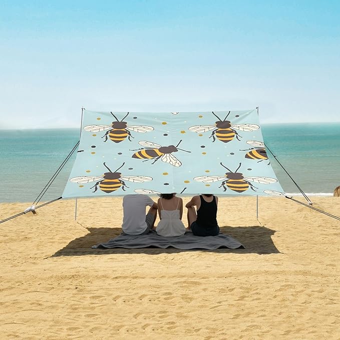 Bees Camping Sun Shelter Beach Tent Portable Beach Sun Shade Outdoor Canopy for Camping Trips Fishing Picnic