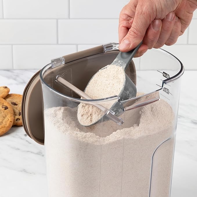 ProKeeper+ Airtight Food Storage Container Set – Clear Plastic Flour and Sugar Canister Set with Magnetic Accessories for Kitchen Organization (Taupe 13-Piece)