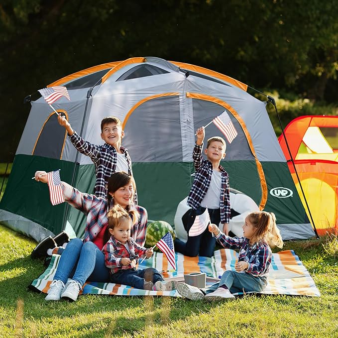 UNP Tents 6 Person Waterproof Windproof Easy SetupDouble Layer Family Camping Tent with 1 Mesh Door &amp 5 Large Mesh Windows -10'X9'X78in(H)