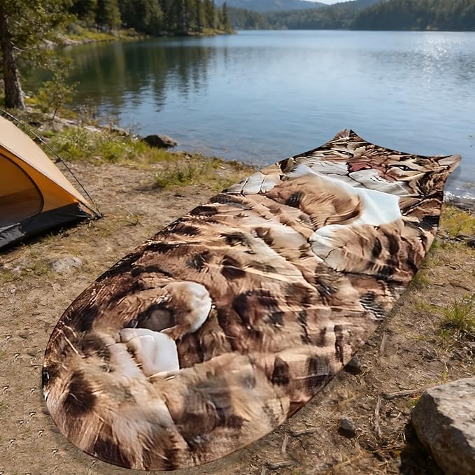 Fluffy Cat Sleeping Bag for Adults Washable Warm Plush Cat Envelope Sleeping Bag for Camping Sleepovers Home Lounging69×32in