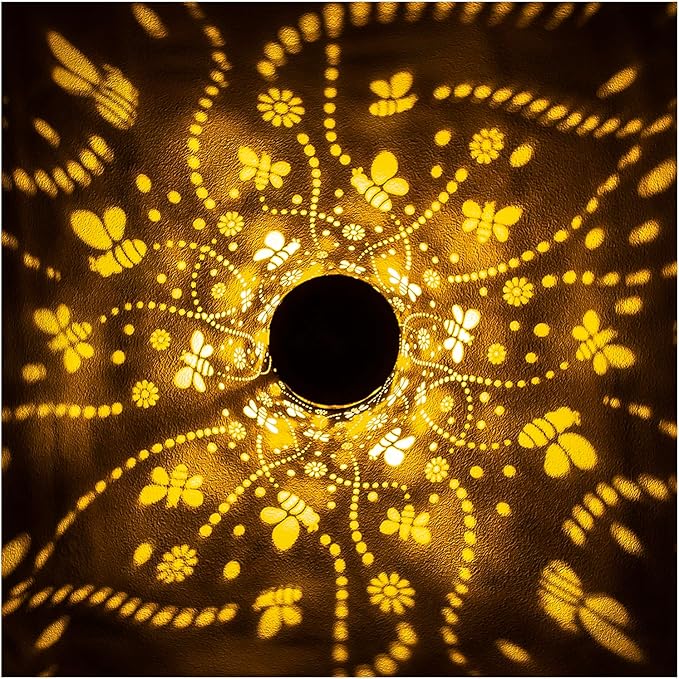 Bee Solar Lanterns Outdoor Waterproof Hanging Solar Lights Bee Gifts for Women Men Metal Decorative LED Bee Lanterns for Garden DecorYardPatioLawnTabletopPathwayLandscape