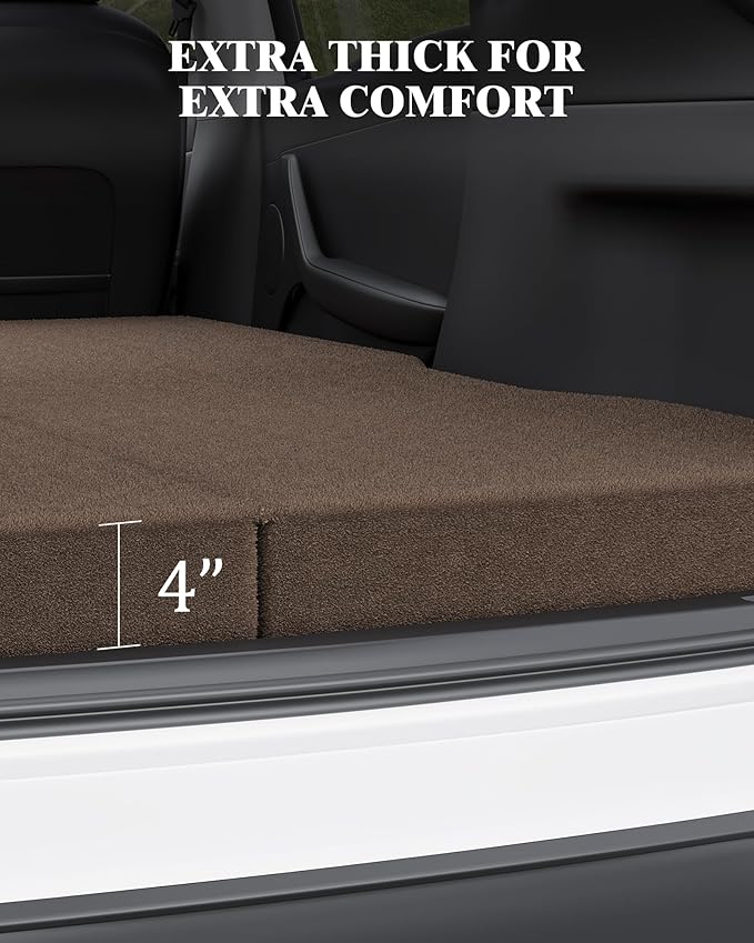 Zenzy 4 Memory Foam Mattress for Tesla Model Y - CertiPUR-US Certified Superior Comfort vs Air Mattress Custom Fit Car Bed for Camping &amp Road Trips
