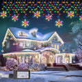Minetom Icicle Lights Outdoor with Snowflake 20FT 200 LED Icicle Christmas Light with 24 Drops8 Modes Icicle String Light with Remote Timer Waterproof Christmas Lights Outdoor Multicolor
