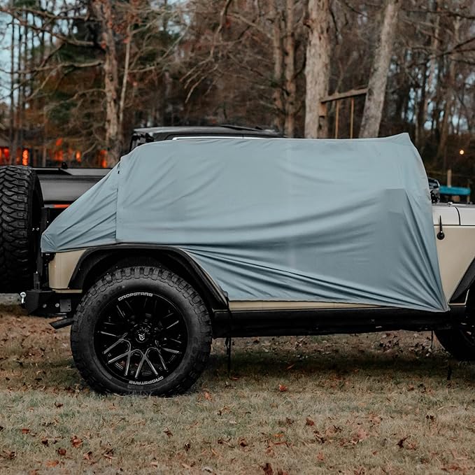 Trail Gear Oasis 2-in-1 Rain Cover &amp Tailgate Shade for Jeep Wrangler – Waterproof Easy Setup Fits 2-Door &amp 4-Door Models