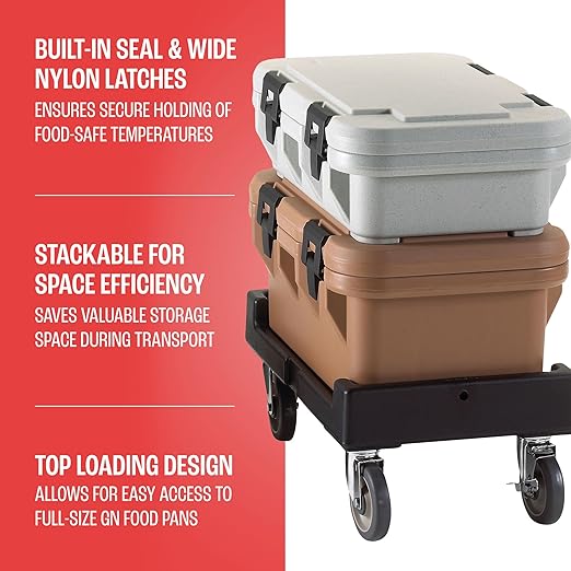 Cambro Insulated Food Pan Carrier - 8 Inch Deep Hotbox and Food Warmer for Catering &amp Transport - Top Load S-Series (Beige)