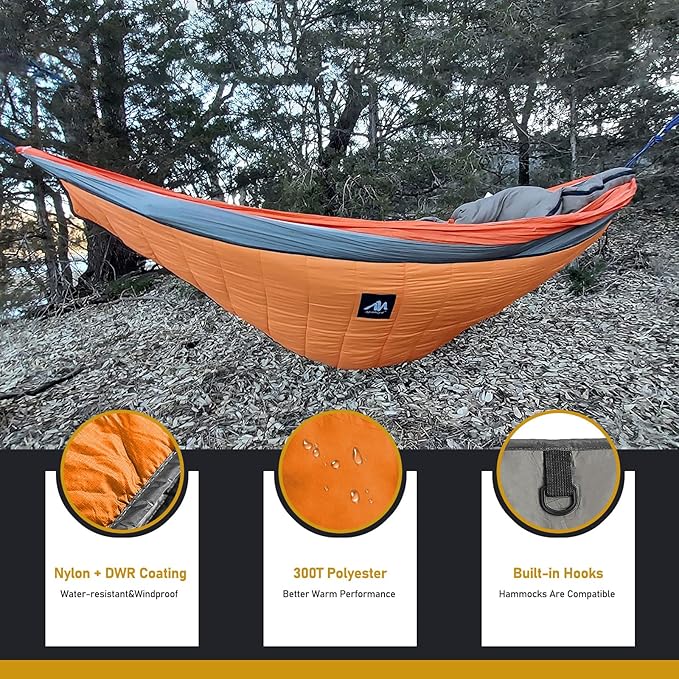 AYAMAYA Single &amp Double Hammock Underquilt Full Length Big Size Under Quilts for Hammocks Camping Backpacking Essential Winter Cold Weather Warm UQ Blanket Bottom Insulation