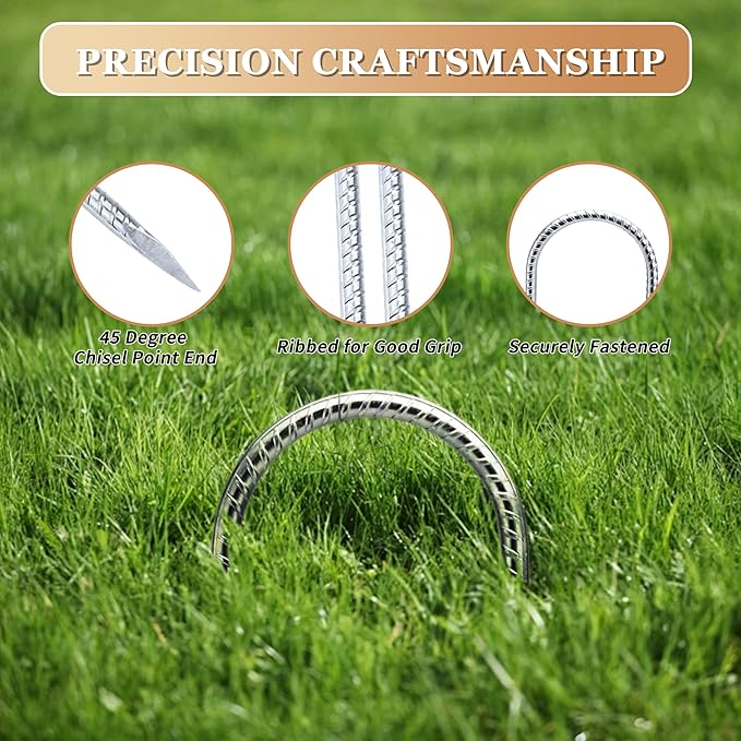 SHENGHUISS 12 Inch Rebar StakesU Shaped Trampoline Stakes High Wind Ground Anchors8 Pack Galvanized Steel Rebar Stakes for TrampolineCamping TentGarden DecorationsChicken Coop