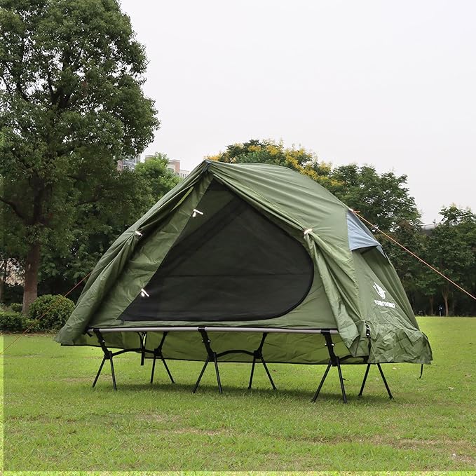 4-in-1 Camping Cot Tent Foldable Elevated Tent Set for 1 Person to Use Elevated Camping Bed Tent for Outdoor Hiking Camping