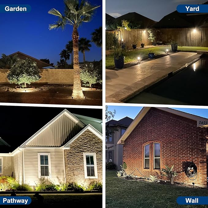 Solar Spot Lights Outdoor 2 Pack Outdoor Solar Lights for Yard Waterproof 4 Lighting Modes Solar Landscape Spotlights Auto On/Off Solar Powered Flood Lights Garden Pathway (Cool White)