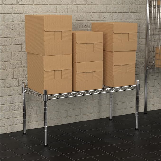 14 x 30 NSF Chrome Wire Stationary Dunnage Storage Rack with 14 Posts Ideal for Commercial Kitchen Home Garage Warehouse Shelters