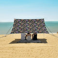 ALAZA Rose Flowers Embroidery Rainbow Beach Tent Sun Shelter UPF50+ Protection Beach Shade Canopy w/ 4 Sandbags for Outdoor Camping Fishing Backyard Fun Picnic 10x9 ft