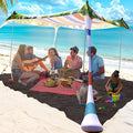 SUNWISHA Beach Tent Sun Shelter 10x10FT Portable Shade Canopy UPF 50+ with 4 Aluminum Foldable Poles Protection Beach Shade Canopy Camping Fishing Picnics Backyard Picnics