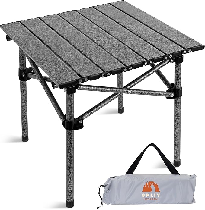 Opliy Portable Folding Camping Table for 2-4 Persons Aluminum Collapsible Table Lightweight with Carry Bag for Camping Hiking Picnics BBQ Beach Trips &amp Tailgating