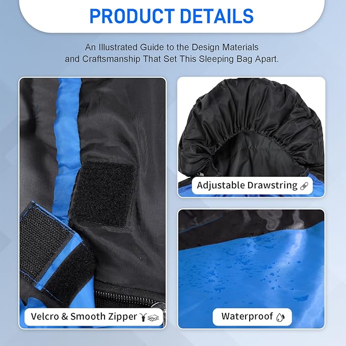 Outvita Camping Sleeping Bag Cold Weather &amp Warm for Adults Big and Tall Lightweight Waterproof Backpacking Camping Gear Equipment for TravelingHikingHotelOutdoor &amp Indoor