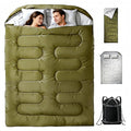 Double Sleeping Bag for 2 Adults Convertible to 2 Single Bags 3-in-1 Waterproof Camping Bag with Pillows Machine Washable 6.6 lbs Lightweight 59x87 Inches