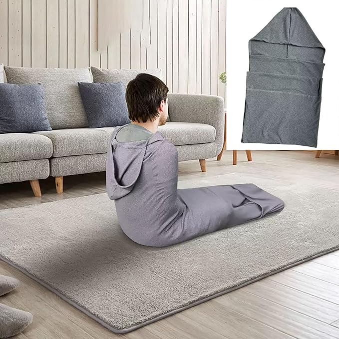 Wearable Sleep Blanket Hooded Sleep Adult Cozy Breathable Portable Sleeping Bag for Wearing At Home Or Camping Trips
