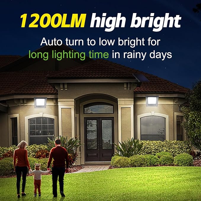 Solar Lights Outdoor 6500K Cool White Solar Flood Lights Waterproof Dusk to Dawn Solar Powered Security Spot Lights for Porch Patio Yard Garage 1 Pack