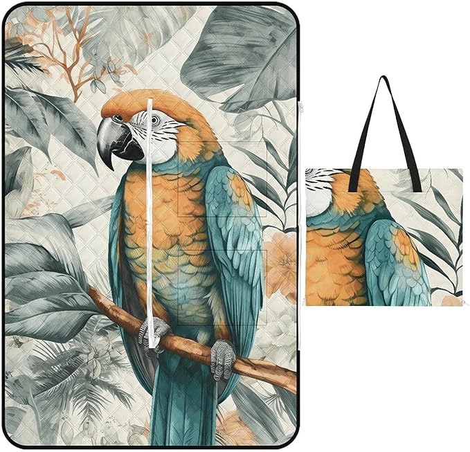 Zipper Birds in The Jungle Style Picnic Mat Suitable for Travel Camping Park Or Home Use