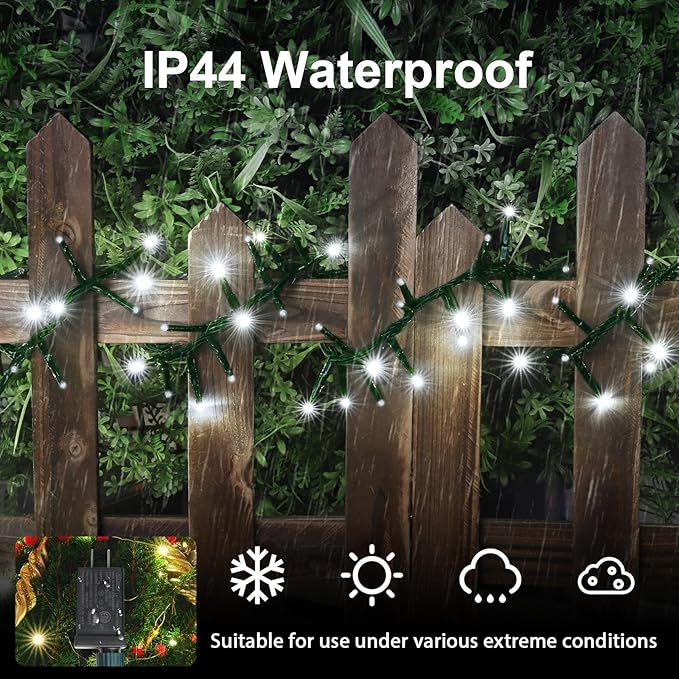 LAMPHOME 500 LED Christmas Outdoor Twinkle String Lights Extendable Holiday DecorationPlug in Lights with 8 Functions and Timer Waterproof for Outdoor Home Party Wedding Bedroom-White