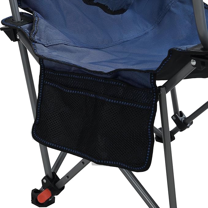Folding Camping Chairs Portable Beach Chairs with Foot Rest Adjustable Recliner Chairs with Side Pockets &amp Cup Holder for Camping Picnics Fishing Beaches Barbecuesand (Blue)
