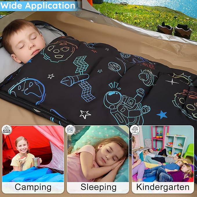 FIOBEE Kids Sleeping Bag for Girls Boys 3 Season Warm &amp Cool Weather Youth Camping Sleeping Bags with Backpacking Bag Waterproof for Traveling Hiking Indoor Outdoor Camping Essentials