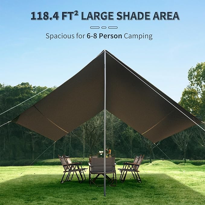 Naturehike Cloud Skies Camping Tent Tarp with Poles Waterproof PU 18000mm+ Rain Shelter Anti-UV UPF2000+ Camping Sun Shelter Canopy