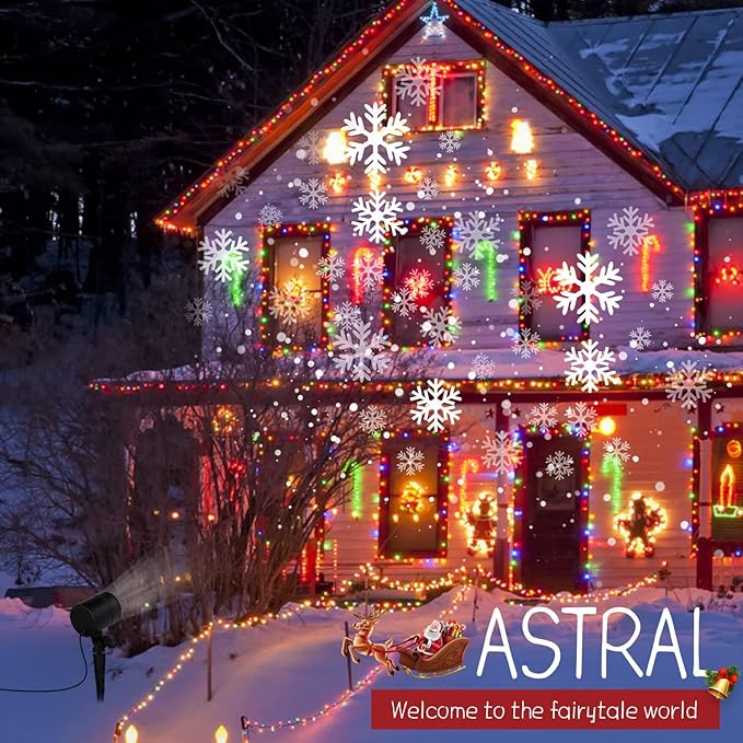 Christmas Snowflake Projector Lights Outdoor Led Rotating Snowfall Show Lights Waterproof Landscape Decorative Christmas Light Lighting for Xmas Holiday Party Garden Patio Indoor Home Decoration Show