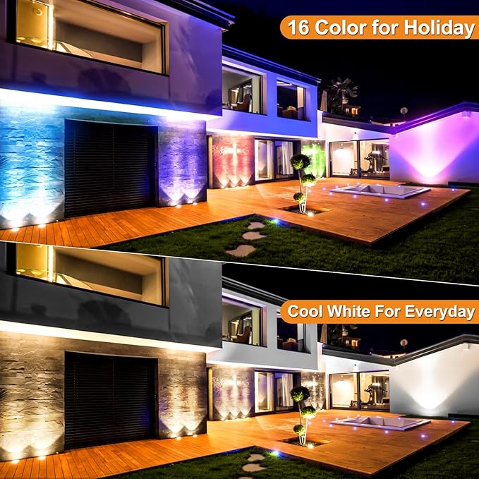 Low Voltage Landscape Lighting - 10W RGB Landscape Lights with Color Changing 12V-24V Waterproof In-Ground LightsOutdoor Landscape Lighting for Yard Walkway Garden (12)